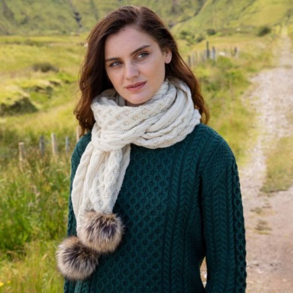 New The Irish Store Aran Bobble Scarf Wool